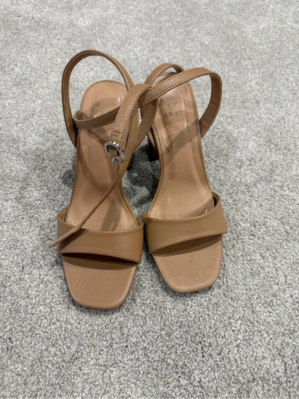 a new day Tan Square-Toe Slingback Heels